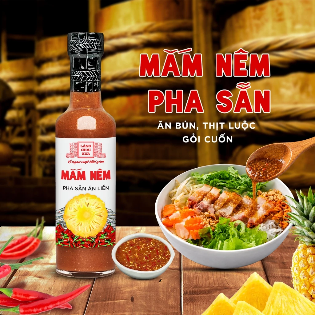 [Chai thuỷ tinh 300g] Mắm nêm pha sẵn cao cấp Làng Chài Xưa, nguyên liệu tươi,...
