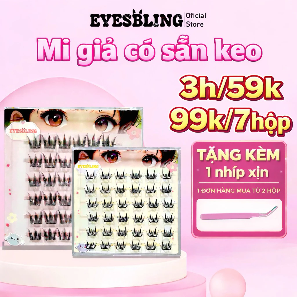[99k/7H mi] Mi Giả Eyes Bling có sẵn keo tự nhiên tái sử dụng được nhiều lần