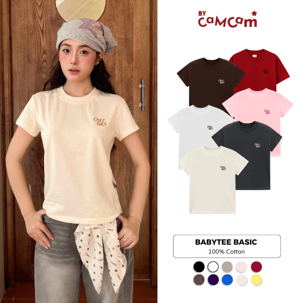 Áo Thun Baby Tee 𝑩𝒚𝒄𝒂𝒎𝒄𝒂𝒎 Basic BLACK/WHITE/GREY HOT TREND AMD015