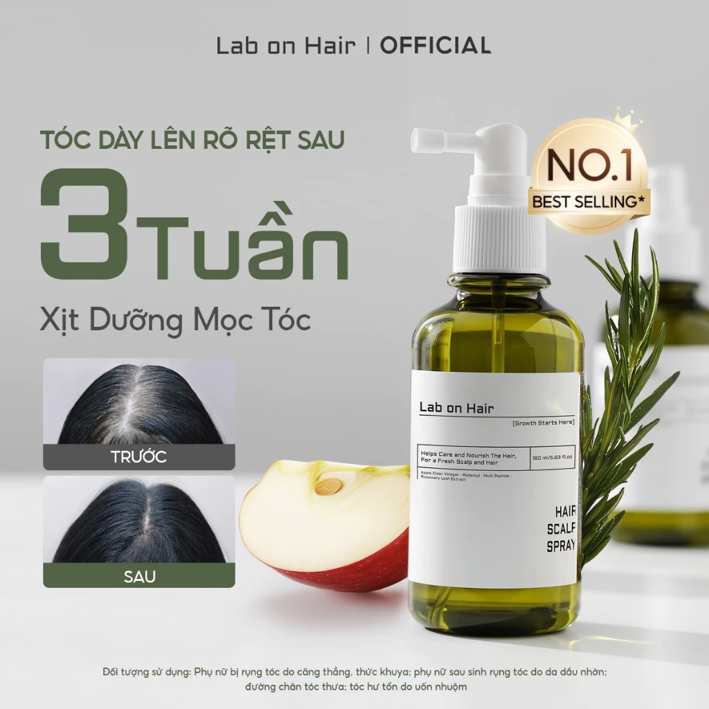 Xịt mọc tóc Lab on Hair 160ml xịt dưỡng tóc với giấm táo Kích thích mọc tóc...
