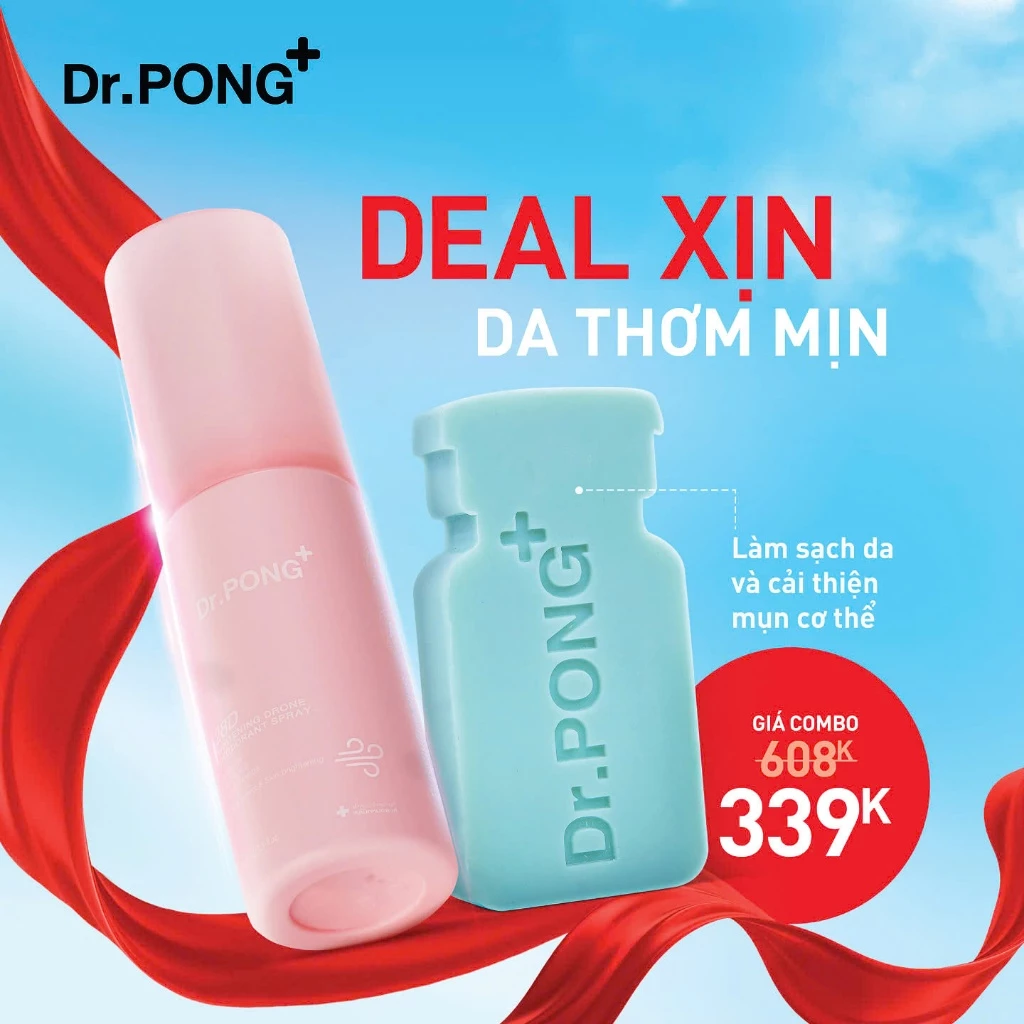 Xịt khử mùi trắng da, mờ thâm Dr.PONG 28D Whitening Drone 100ml