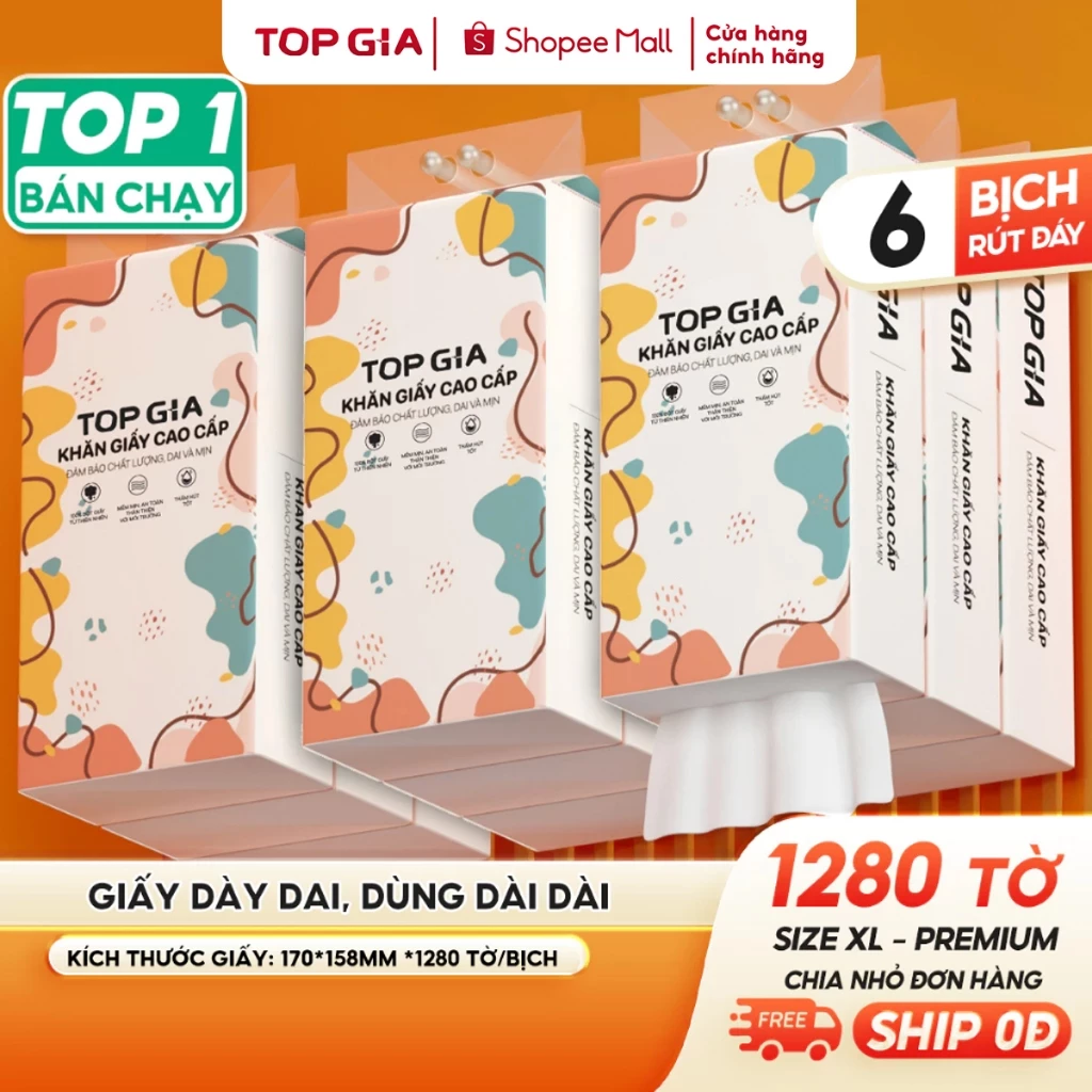 Giấy vệ sinh treo tường TopGia đa sắc đa năng từ bột giấy thiên nhiên,...