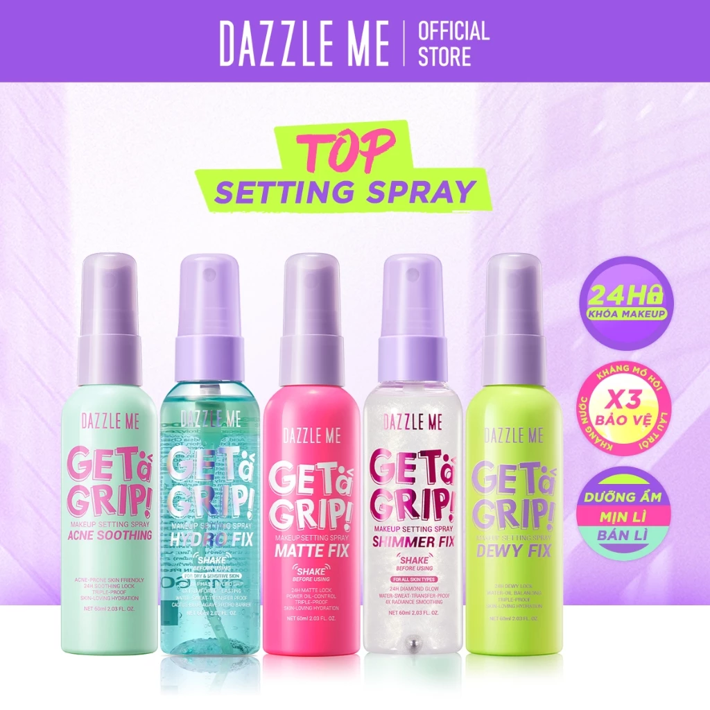 Xịt Khóa makeup Nền DAZZLE ME Setting Spray Dewy Fix Cố Định Trang Điểm Lâu...