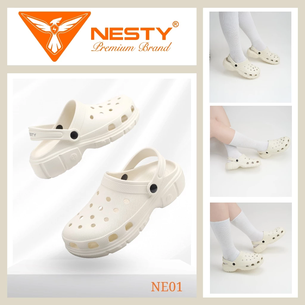 [NE01] [Tặng Charm] Dép Sục Nam Nữ NESTY Kiểu Dáng Basic Đế Mềm Cao 4cm