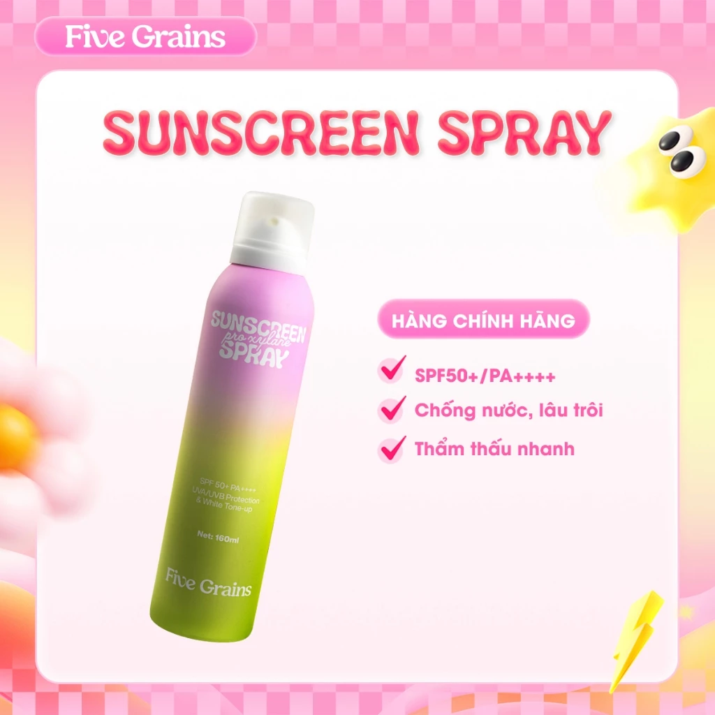 Xịt chống nắng Cao cấp Five Grains nâng tone Pro-Xylane 160ML