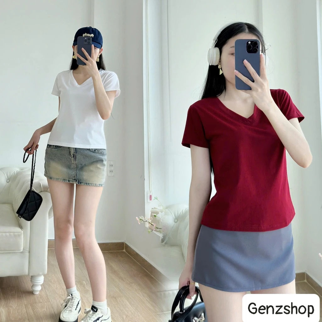 ÁO THUN BABYTEE Cổ Tim Trơn DỄ PHỐI ĐỒ COTTON MỀM MỊN ĐI HỌC, ĐI LÀM, ĐI CHƠI...