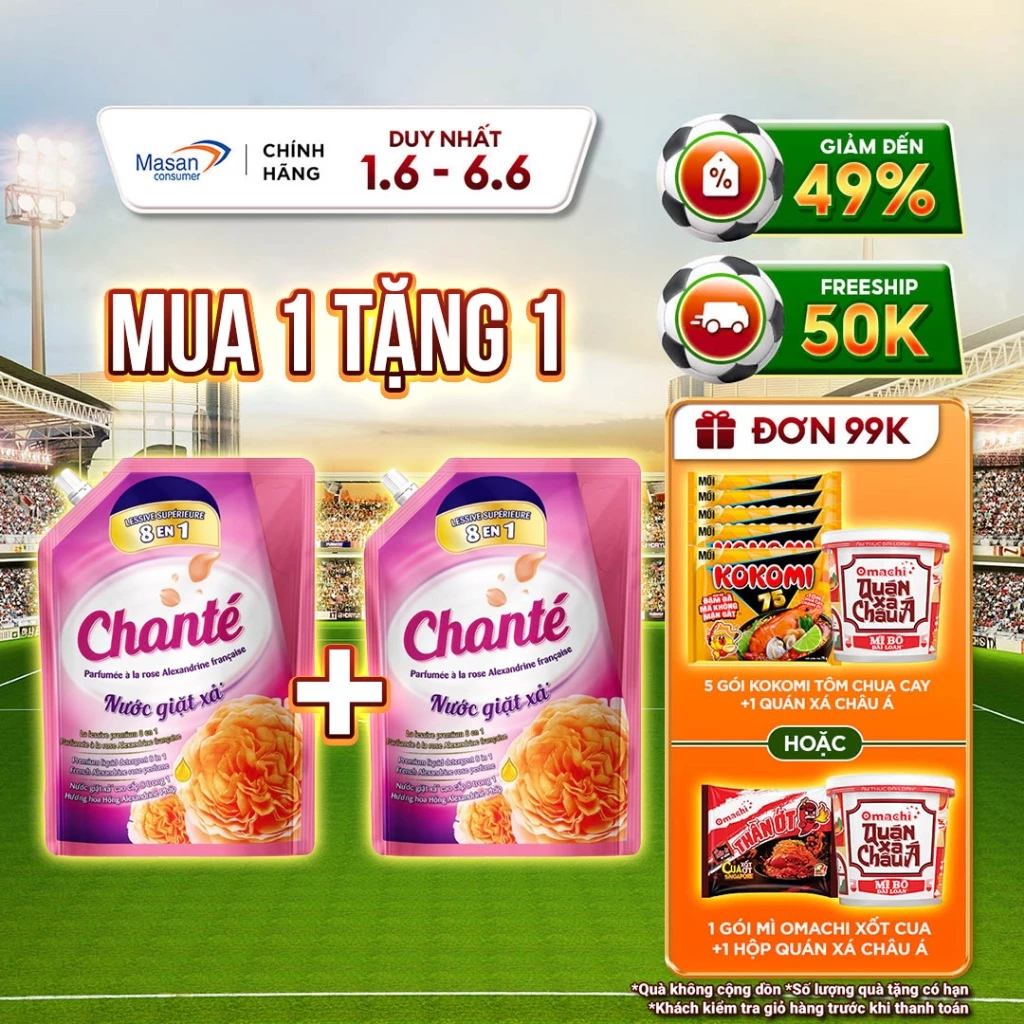 [LS] Combo 2 Túi Nước Giặt Xả Chanté Cao Cấp 8 Trong 1