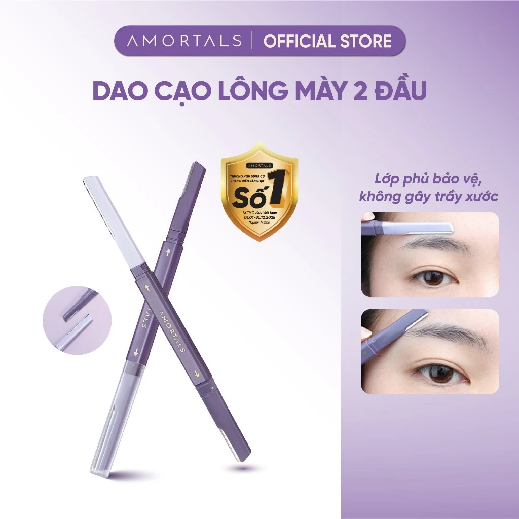 Dao cạo lông mày hai đầu Amortals dao tỉa lông mày tiện lợi không gỉ an toàn...