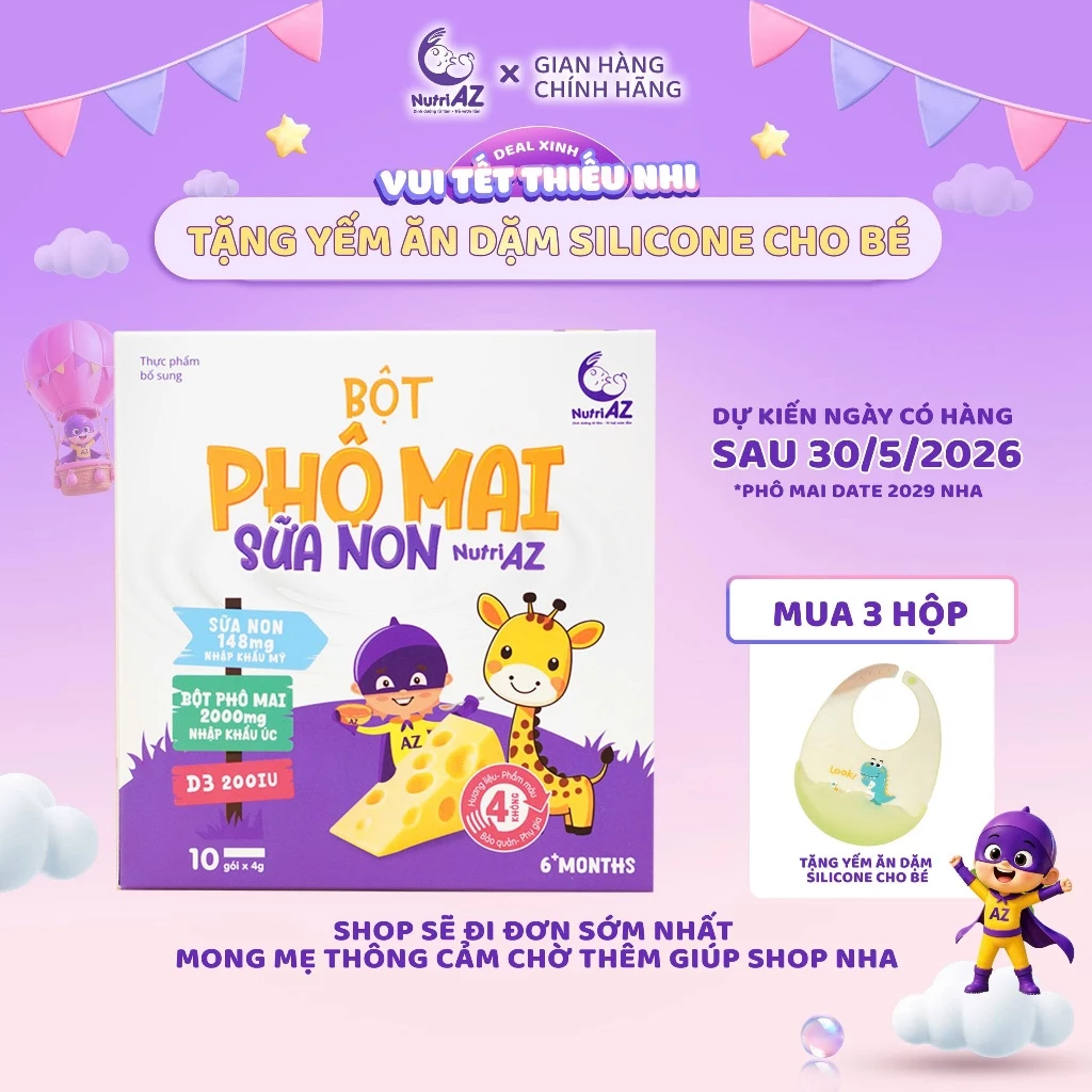 Bột Phô Mai Sữa Non NutriAZ Cho Bé Ăn Dặm Nguyên Liệu Nhập Khẩu Giúp Phát Triển...