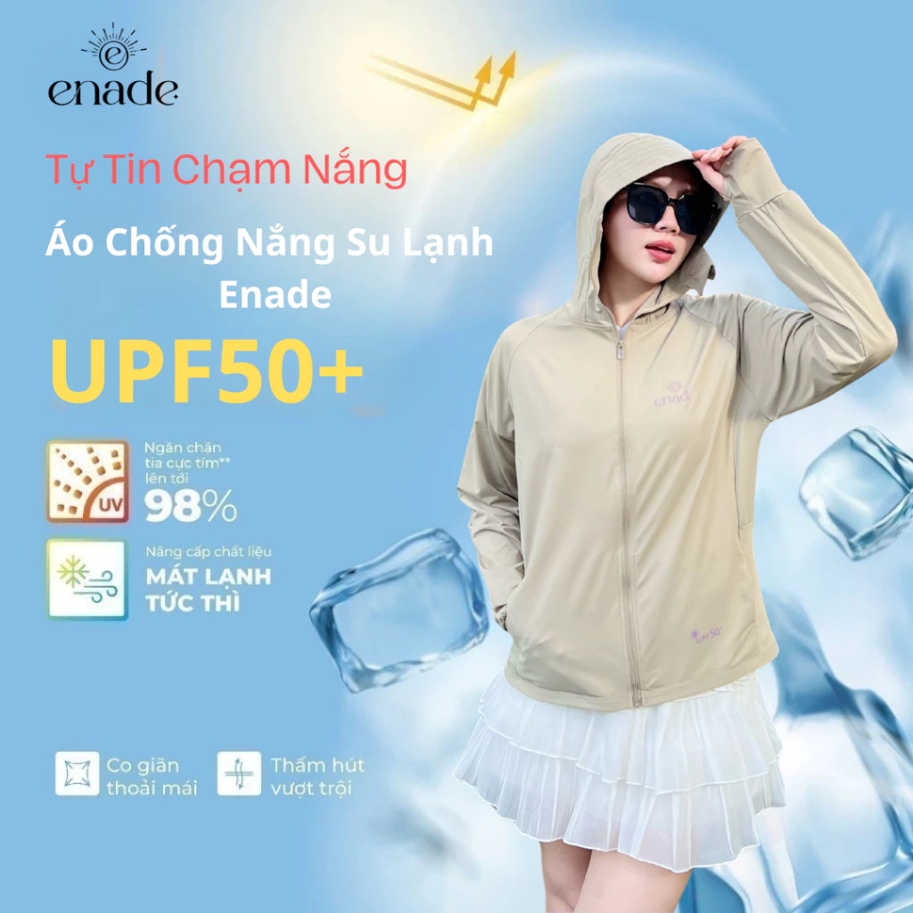 Áo chống nắng su lạnh 5D Enade UPF 50+ Bảo Vệ Da UVF 95%