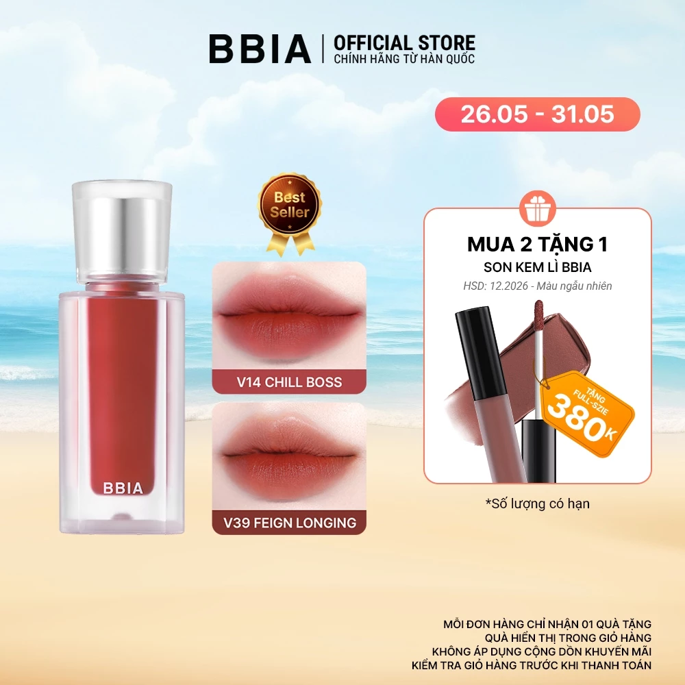 Son kem nhung thuần chay, nhẹ môi BBIA Last Velvet Tint Re-new Version 5g
