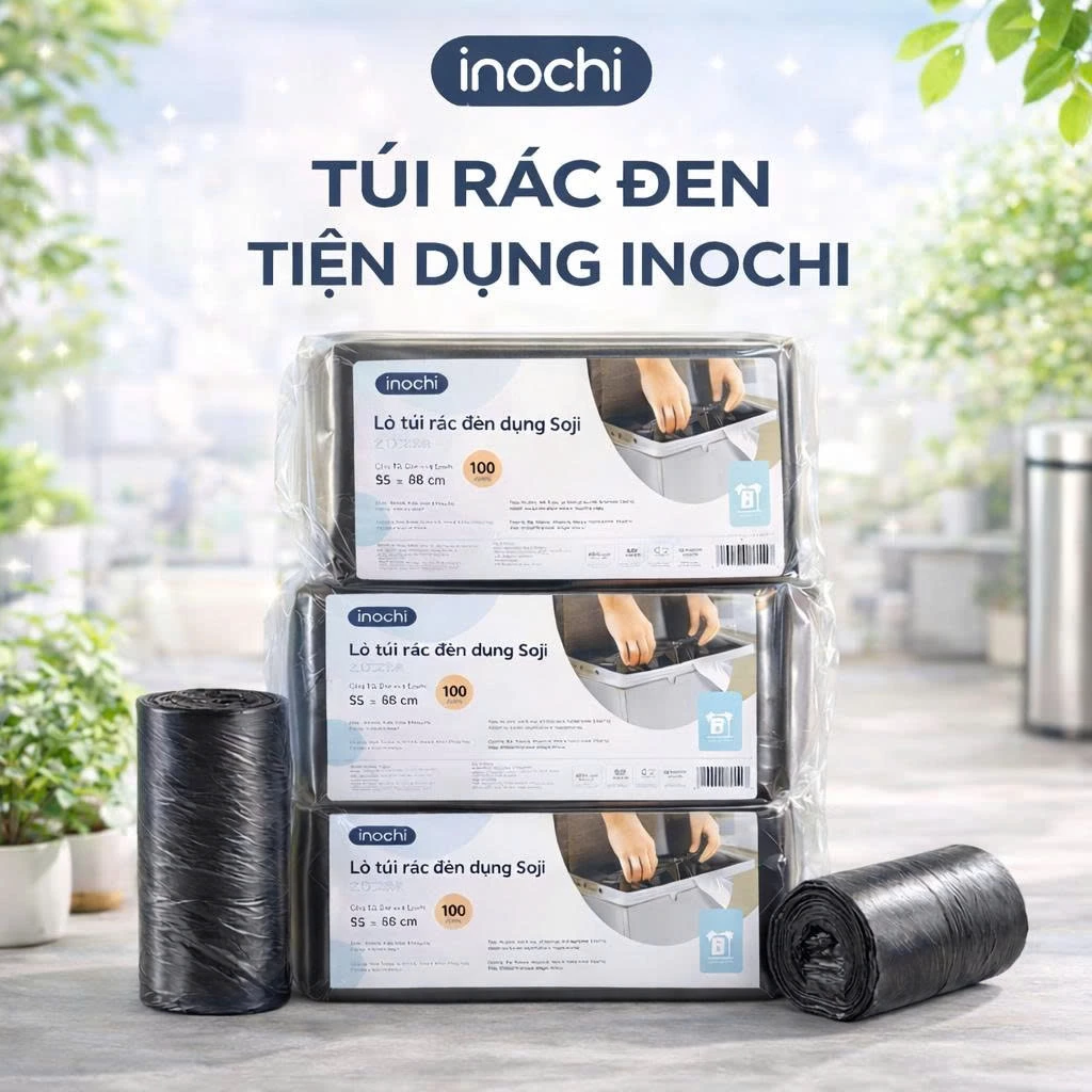 Lô túi rác tiện dụng Inochi (4 cuộn) - Túi rác đen/màu tự hủy, an toàn , có...