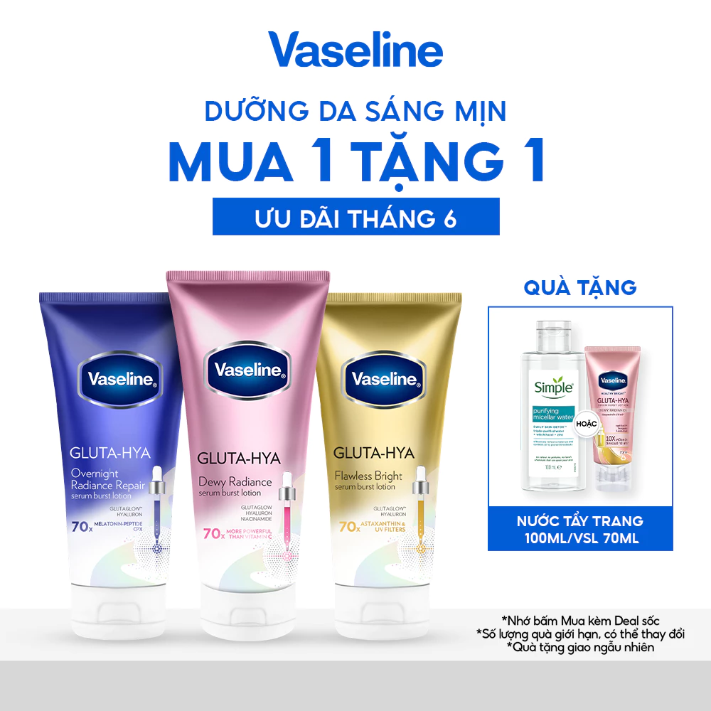 Serum Vaseline Gluta-Hya Dưỡng Da Sáng Mịn Sau 5 Ngày 300ML (bao bì tùy đợt...