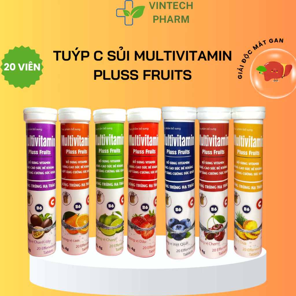 Viên sủi Multivitamin bổ sung vitamin và khoáng chất - Tuýp 20 viên C+