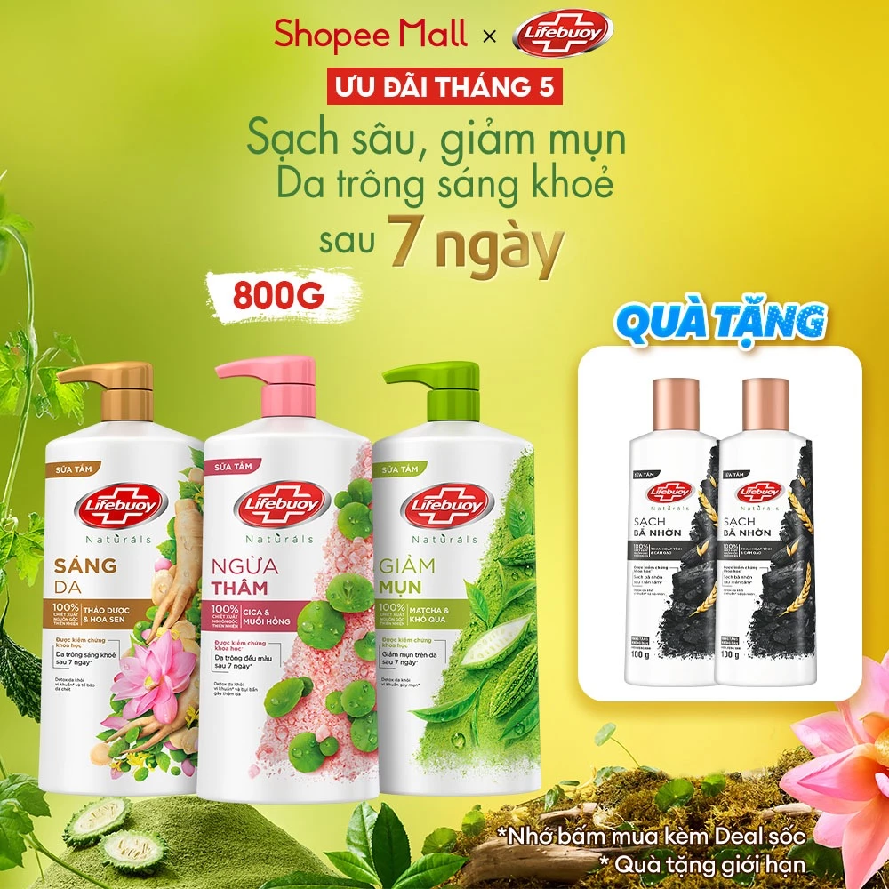 Sữa tắm Lifebuoy Thiên nhiên Detox Và Chăm Sóc Chuyên Sâu 800g