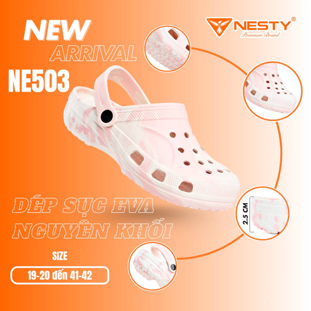 [NE503] [Tặng Charm] Dép Sục NESTY Màu Hồng Loang Êm Nhẹ, Chống Trơn Trượt