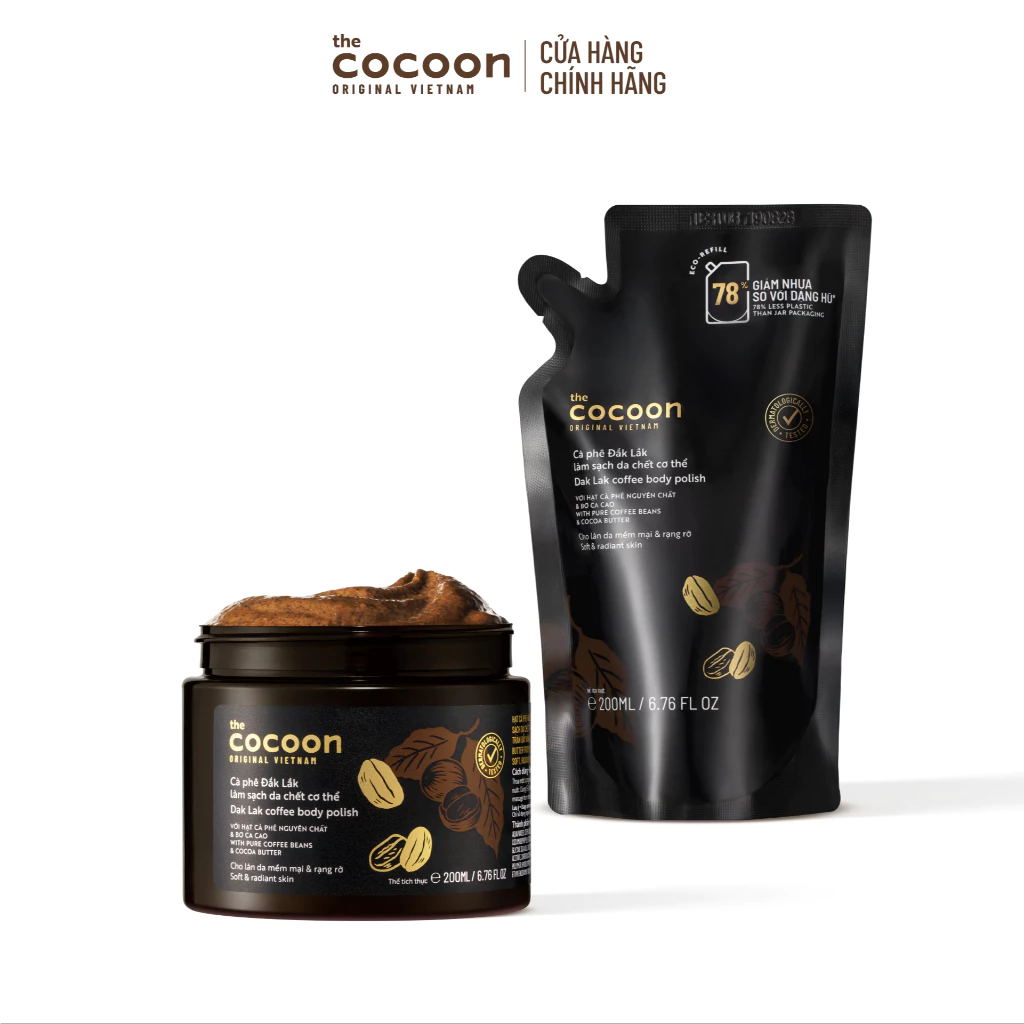 [MUA 2 GIẢM 37%] Combo 1 Hũ Tẩy Da Chết Cơ Thể Cà Phê Đắk Lắk Cocoon 200ml +...
