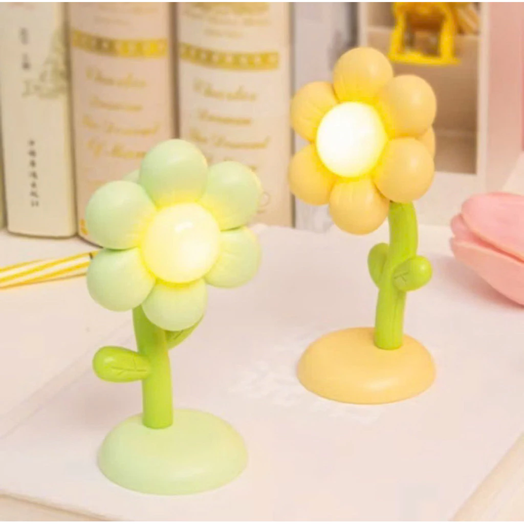 Đèn Ngủ Decor Hình Chậu Hoa Dễ Thương Nhiều Màu Có Nút Bấm Tiện Lợi