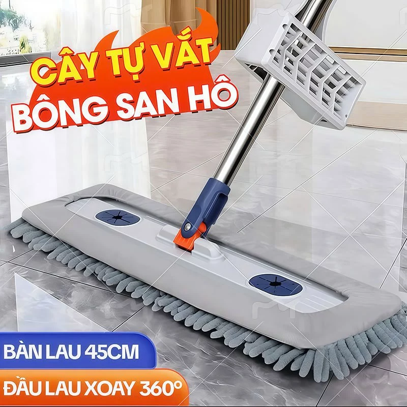Cây Lau Nhà Tự Vắt KITIMOP CORAL Mã KTMC-01, Chổi Lau Nhà Tự Vắt Thông Minh...