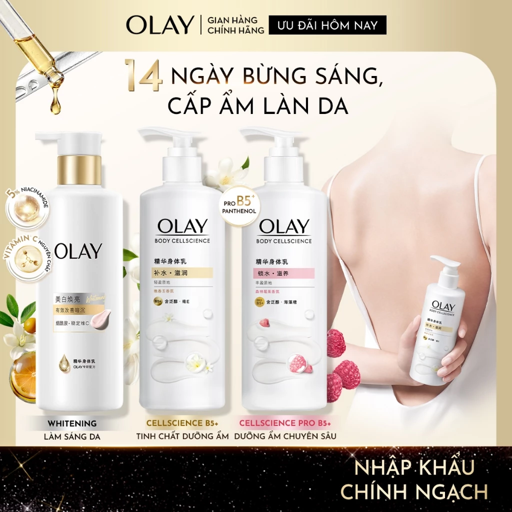 [MỚI] Sữa Dưỡng Thể OLAY Sáng Da Với 5% Niacinamde & Vitamin C/ Dưỡng Ẩm Chuyên...