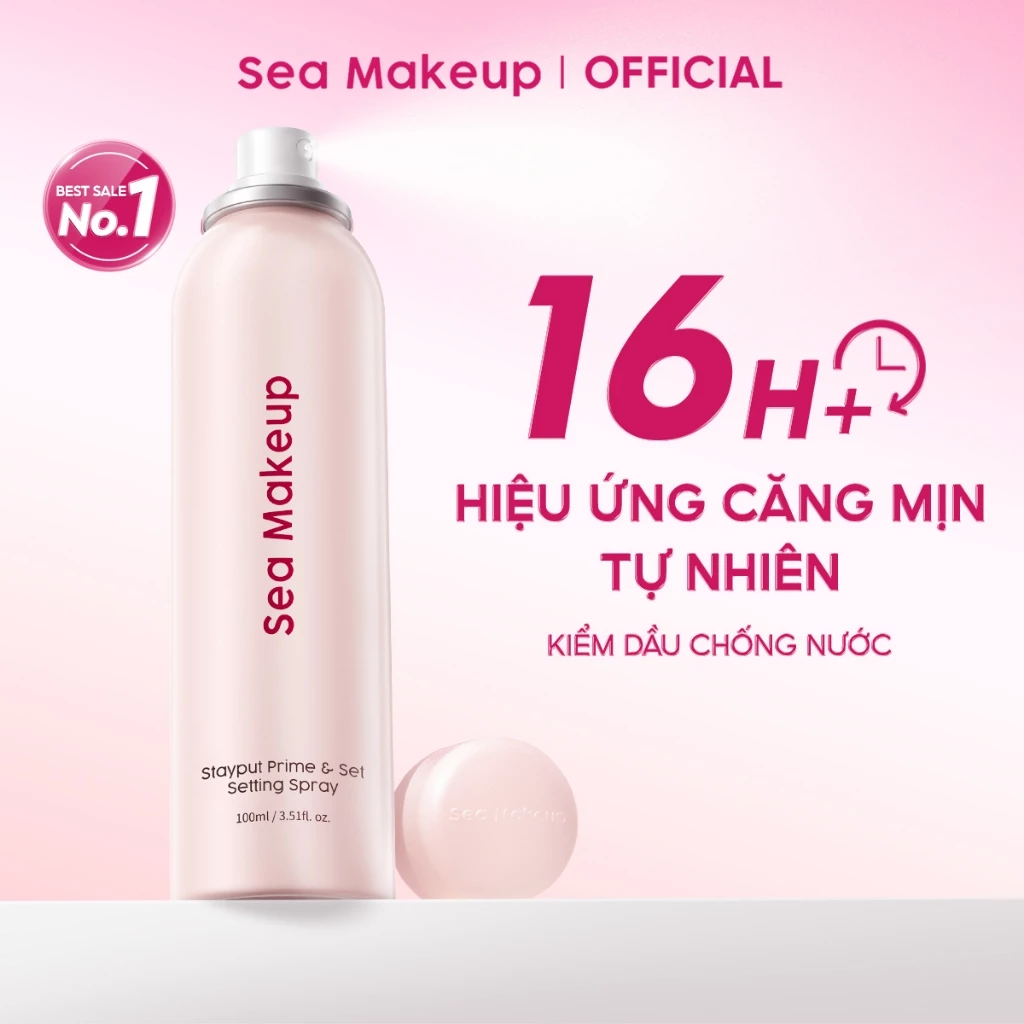 Xịt khoá nền Sea Makeup Stayput Prime & Set Setting Spray Hỗ trợ 16H+++ dưỡng...