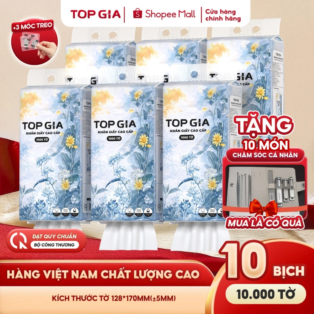 [MUA 10 TẶNG 10] Khăn giấy cao cấp Mộc an Topgia hàng Việt Nam 4 lớp tặng set...