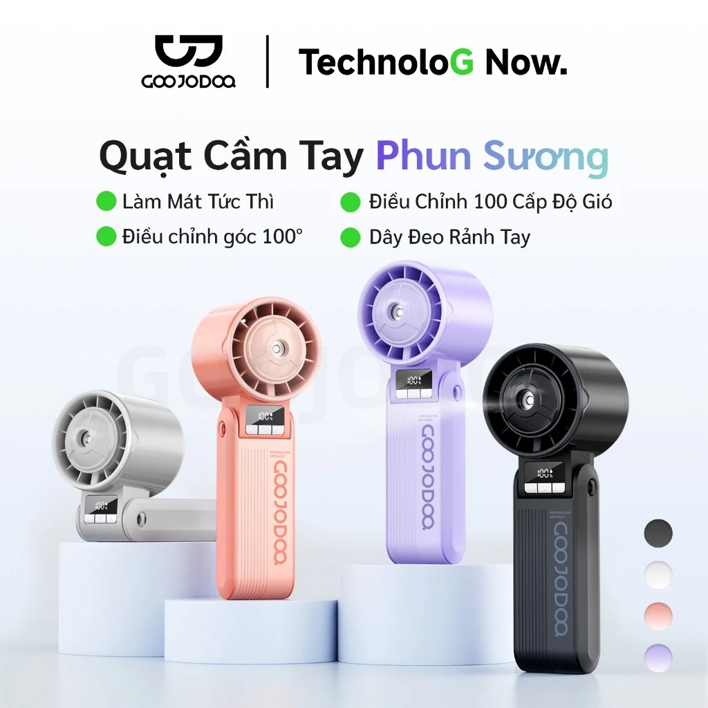 Quạt Phun Sương GOOJODOQ Động Cơ 9526 RPM, Gió Mạnh 8.6m/s, 100 Tốc Độ, Phun...